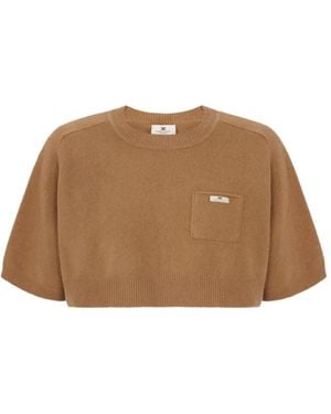 Elisabetta Franchi Wool And Cashmere Crop Top - Brown