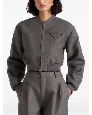 Manière De Voir Monique Tailored Wide Shoulder Bomber Jacket - Gray