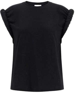 Nude Curled Logo-Embroidered Curled Sleeve T-Shirt - Black