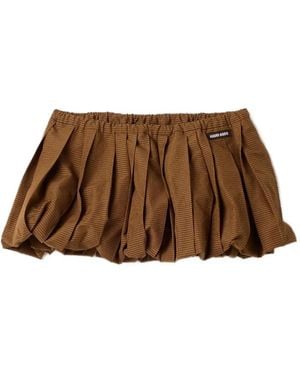 Miu Miu Pleated Gingham Check Miniskirt - Brown