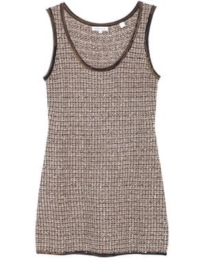 Veronica Beard Tweed Sleeveless Mini Dress - Brown
