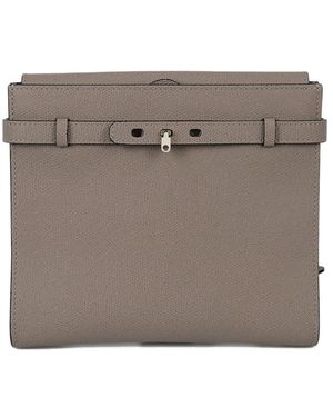 Valextra Buckle Leather Crossbody Bag - Natural