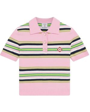 CASABLANCA Striped Polo - Grey
