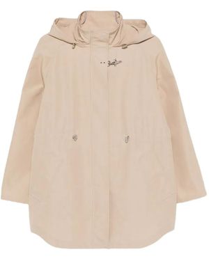 Fay Drawstring-Waist Hooded Parka Coat - Natural