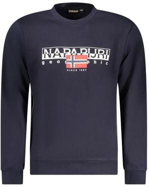 Napapijri Logo-Print Crew-Neck Sweater - Blue