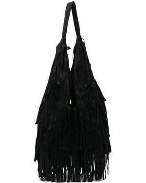 La Milanesa Large Aretha Fringed Shoulder Bag - Black