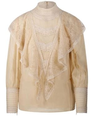 Zimmermann Lace-Trimmed Ruffled Blouse - Natural