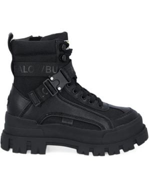 Buffalo Aspha Com 1 Buckle-Strap Chunky-Sole Boots - Black