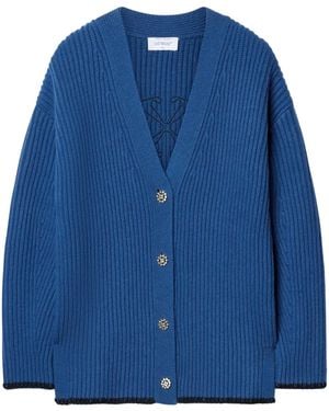 Off-White c/o Virgil Abloh Logo-Embroidered Cardigan - Blue