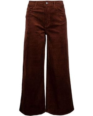 PAIGE Cropped High-Waisted Corduroy Trousers - Brown