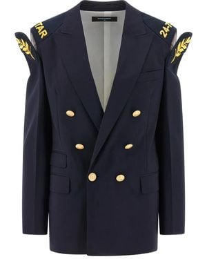 DSquared² Virgin Wool Double-Breasted Blazer - Blue