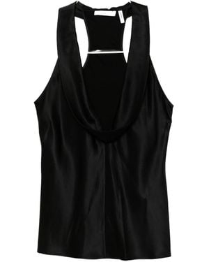 Helmut Lang U-Neck Silk Top - Black