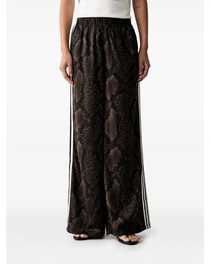 adidas Satin Snake-Print Wide-Leg Track Trousers - Black
