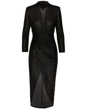 Tessitura Body Couture Ruched Asymmetric Dress - Black