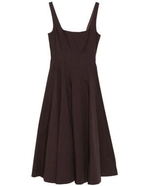 STAUD Wells Square-Neck Midi Dress - Brown