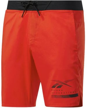 Reebok Epic Logo-Print Track Shorts - Red