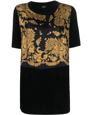 Etro Paisley-Print Cotton T-Shirt - Black