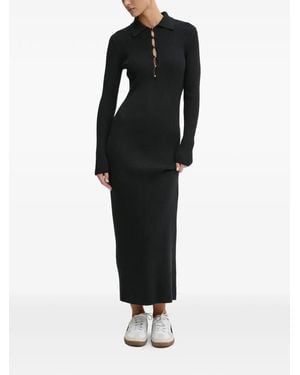 Abercrombie & Fitch Ribbed Maxi Dress - Black