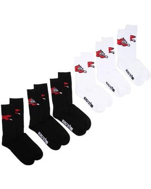 ICECREAM Intarsia-Knit Logo Socks - White