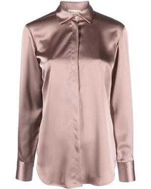 Blanca Vita Long-Sleeve Satin Shirt - Pink