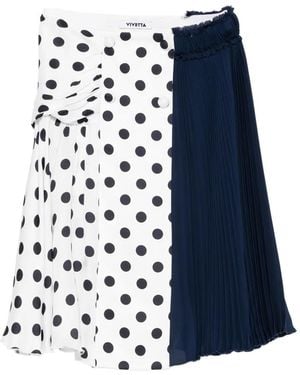 Vivetta Polka Dot Pleated Midi Skirt - Blue