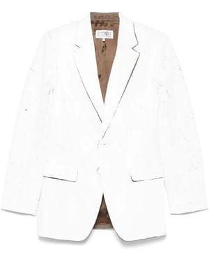 MM6 by Maison Margiela Cracked-Paint Blazer - White
