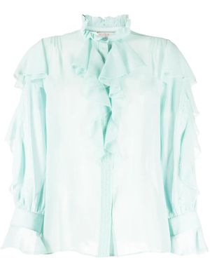 Shiatzy Chen See-Through Silk Shirt - Blue