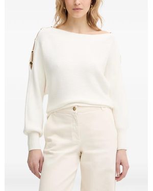 Guess Button-Embellished Ribbed Jumper - Natural