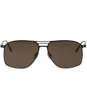 Brunello Cucinelli Geometric-Frame Double-Bridge Sunglasses - Grey