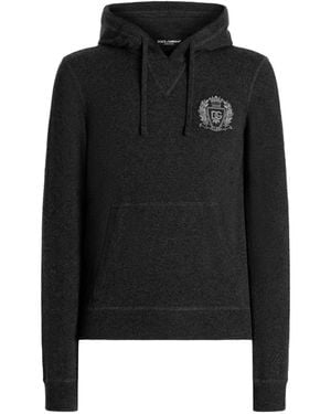 Dolce & Gabbana Logo-Embroidered Hoodie - Black