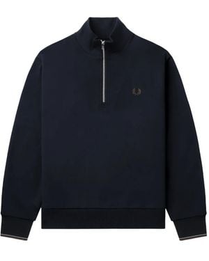 Fred Perry ハーフジップ スウェットシャツ - ブルー
