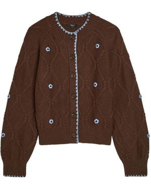 Rails Laurie Floral-Appliquéd Cotton-Blend Cardigan - Brown