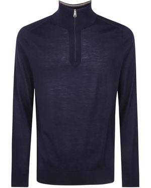 Paul Smith Quarter-Zip Merino Wool Jumper - Blue