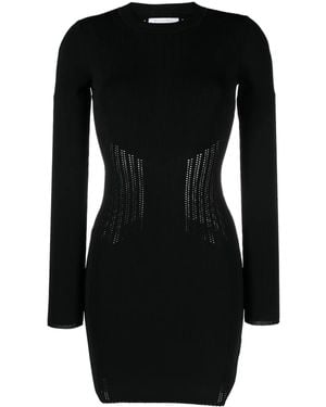 Patrizia Pepe Logo Plaque Perforated Bodycon Dress - Black