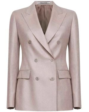Tagliatore Double-Breasted Peak-Lapel Blazer - Pink