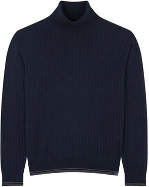 Paul & Shark Maglione A Coste Con Collo Alto - Blu
