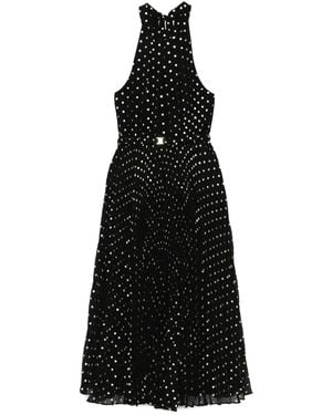 Nissa Halterneck Pleated Midi Dress - Black