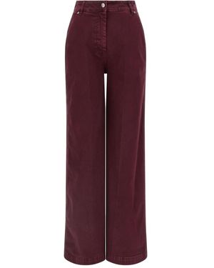 Nude Wide-Leg-Jeans mit Knitteroptik - Lila