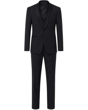 Corneliani Satin-Lapel Three-Piece Suit - Black