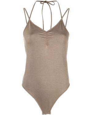 Remain V-Neck Spaghetti-Straps Bodysuit - Brown