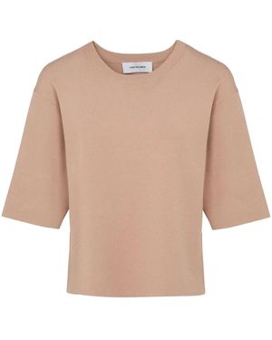Yves Salomon Knitted Cropped T-Shirt - Natural
