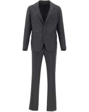 Tagliatore Peak-Lapel Wool Suit - Black