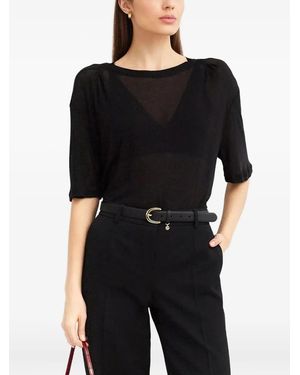 Victoria Beckham Pleated Short-Sleeve Top - Black