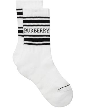 Burberry Logo Cotton Nylon Socks - White