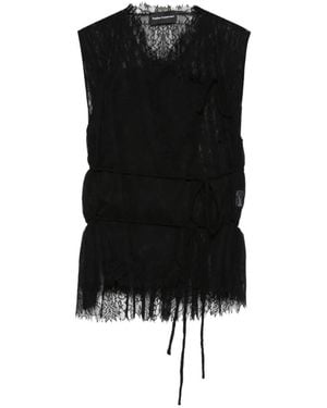 PAULINE DUJANCOURT Lace Tie Top - Black
