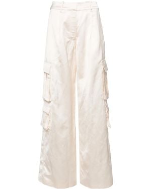 Self-Portrait High-Waisted Straight-Leg Cargo Pants - White