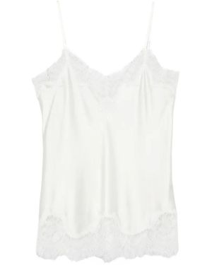 MANSPHIL V-Neck Lace-Trim Top - White