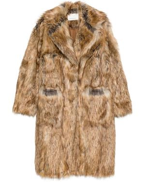 Frankie Shop Button-Fastening Faux-Fur Coat - Natural