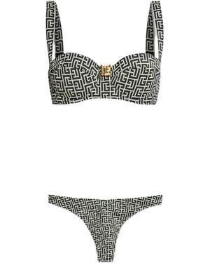 Balmain Bikini con estampado gráfico - Negro