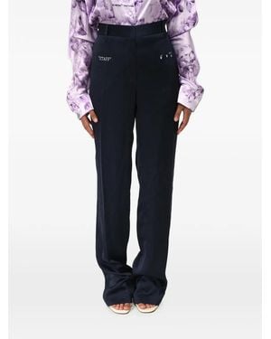 Off-White c/o Virgil Abloh Logo-Print Satin Trousers - Black